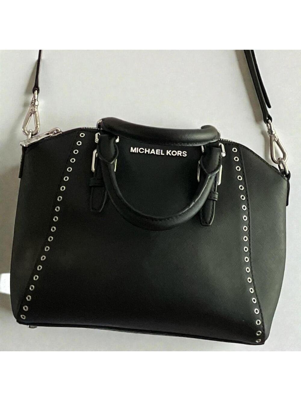 Michael Kors Ciara Grommet Medium Messenger Satchel Leather Eyelet Crossbody Bag
